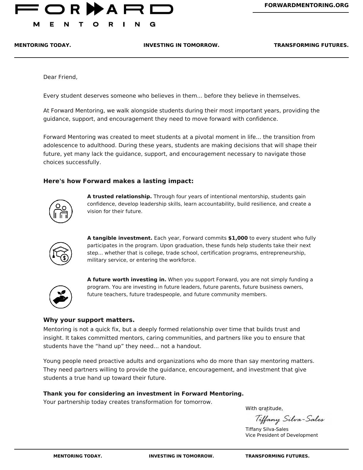 Welcome letter page
